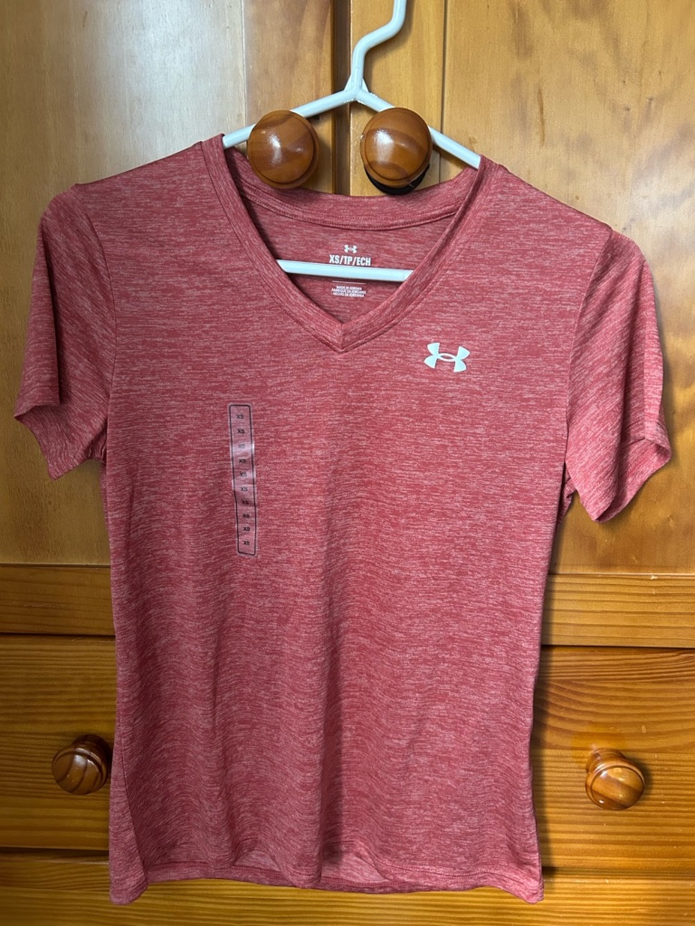 Under Armour Heathered Red V-Neck Performance Tee